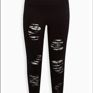 Torrid destructed leg lace leggings